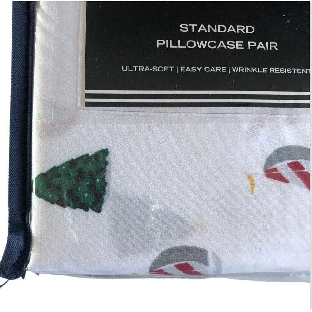 Nautica Christmas Tree Sailboat Standard Pillowcases Holiday Sails White 2 Pack
